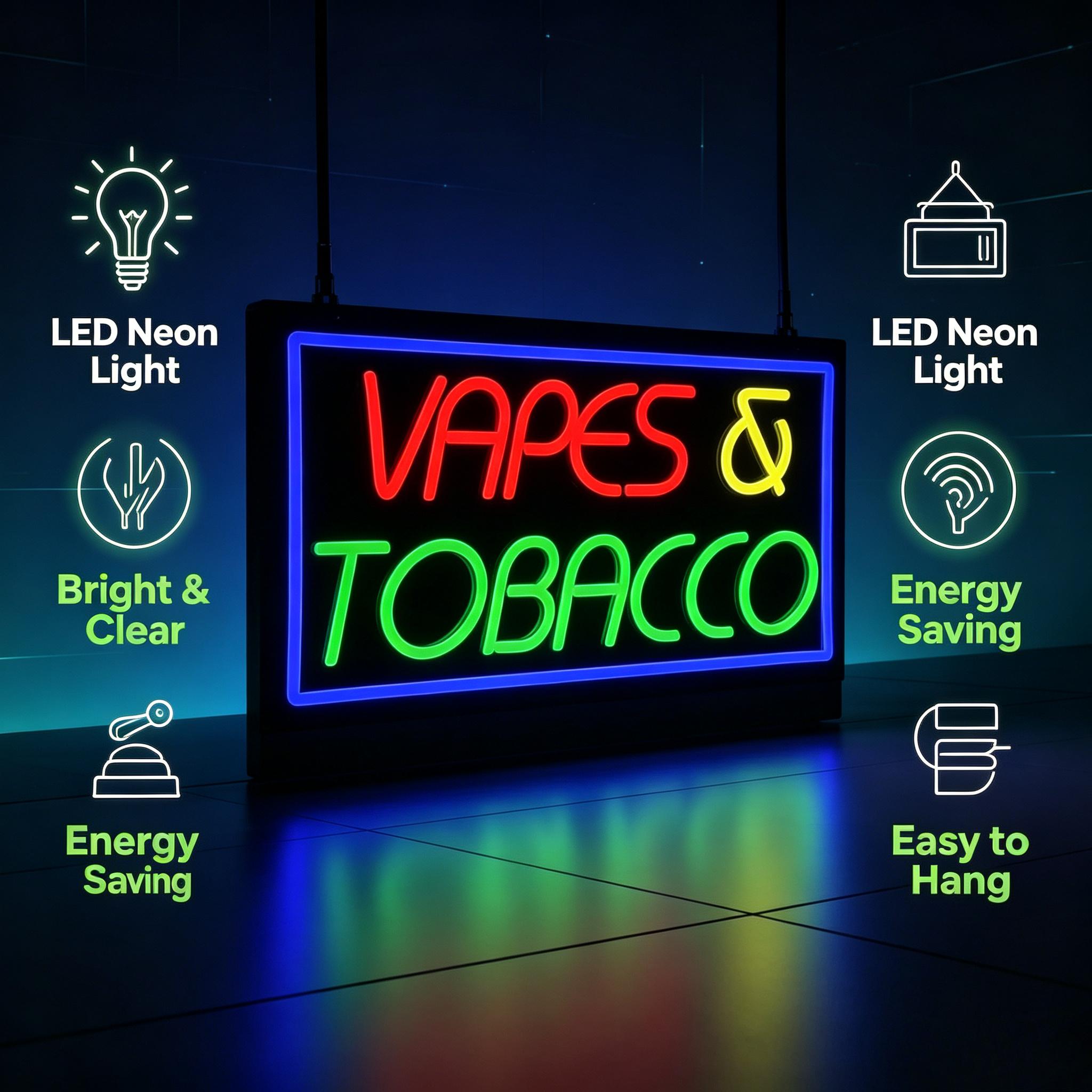 Tabak- und Vape-Neonschild, US – Vaping Store Bewertung und Preis